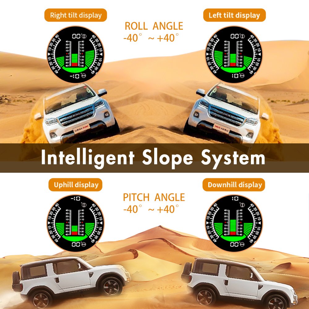 Vjoycar X50 Inclinometer Car Hud Tpms HUD Slope Angle Speed Meter GPS Off-road Vehicle Latitude Longitude Gps Speedometer