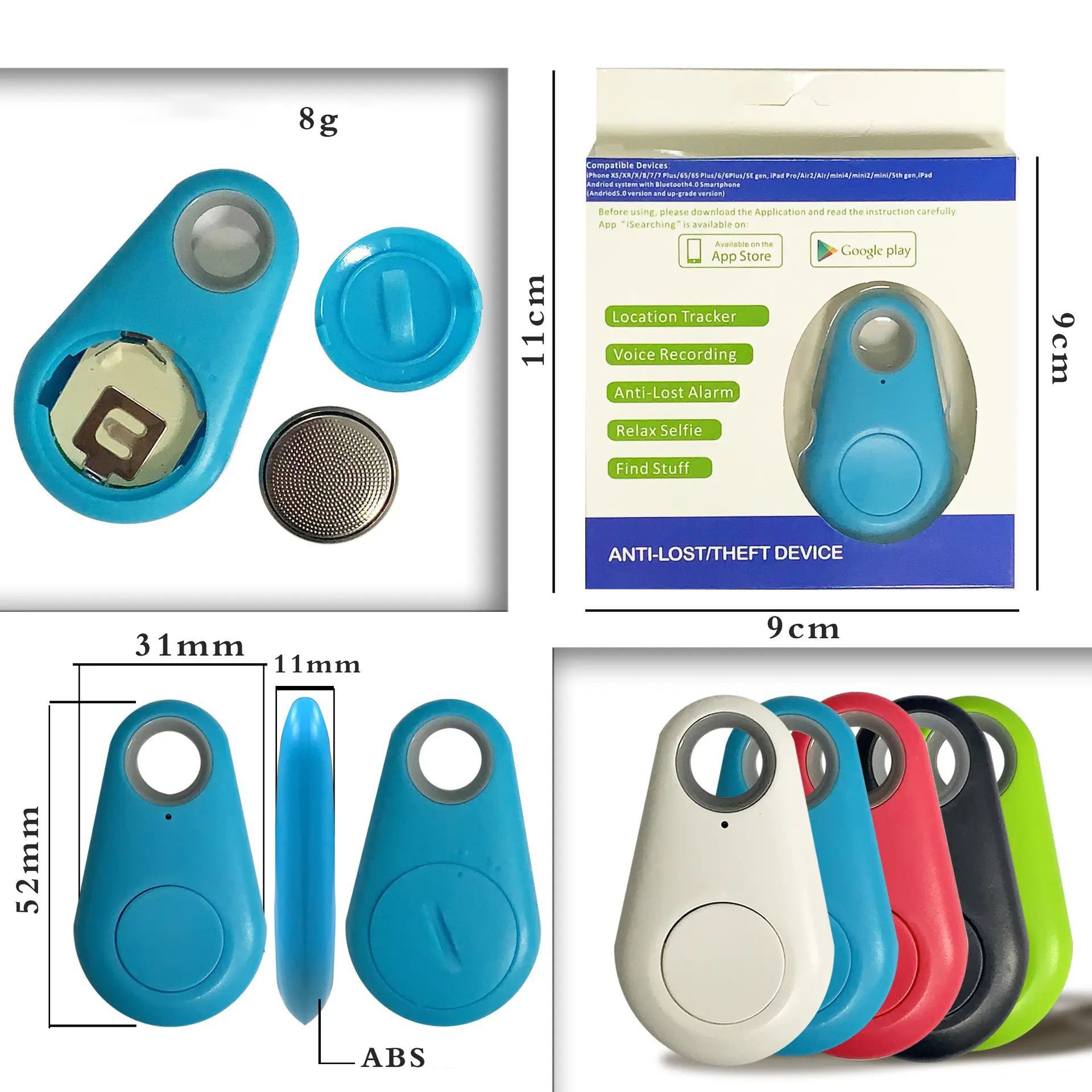 Portable Mini Smart Alarm Pet GPS Tracking Device for Pet Kids Wallet Car Key Finder Locator