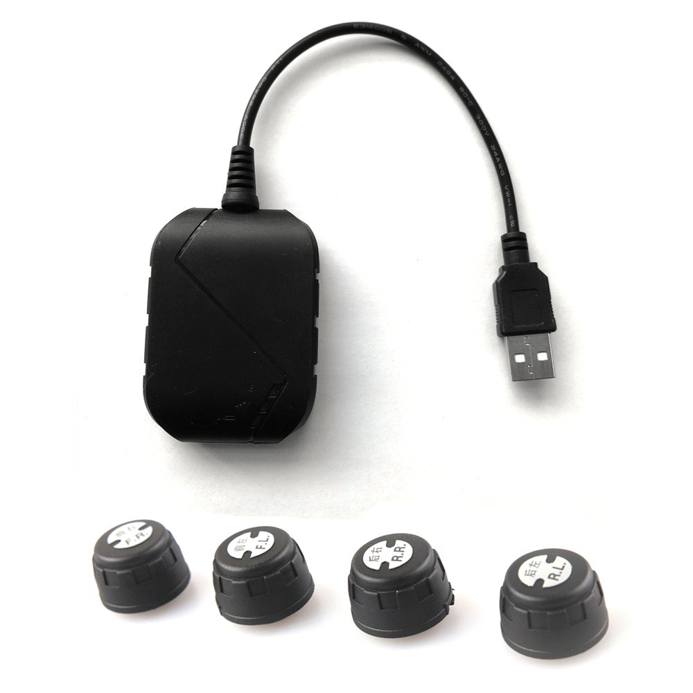KUNFINE USB Android TPMS Tire Pressure Monitoring System Display Alarm System 5V Android Navigation Car Radio With 4 Sensors