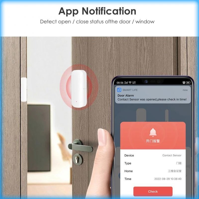 Tuya WiFi Door Sensor Smart Door and Window Intrusion Detector Alarm Zigbee Smart Linkage Sensor