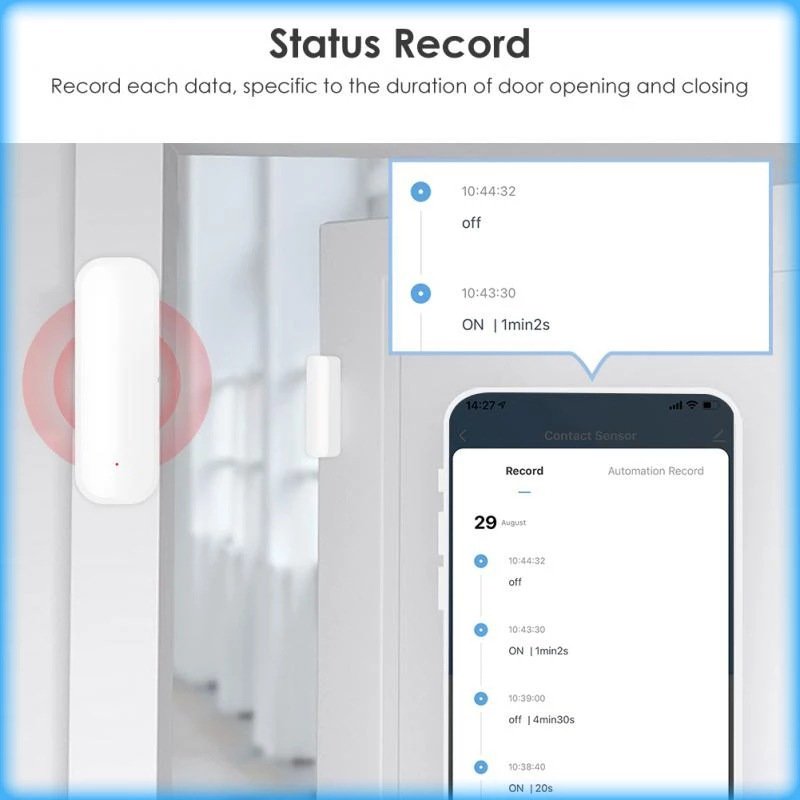 Tuya WiFi Door Sensor Smart Door and Window Intrusion Detector Alarm Zigbee Smart Linkage Sensor