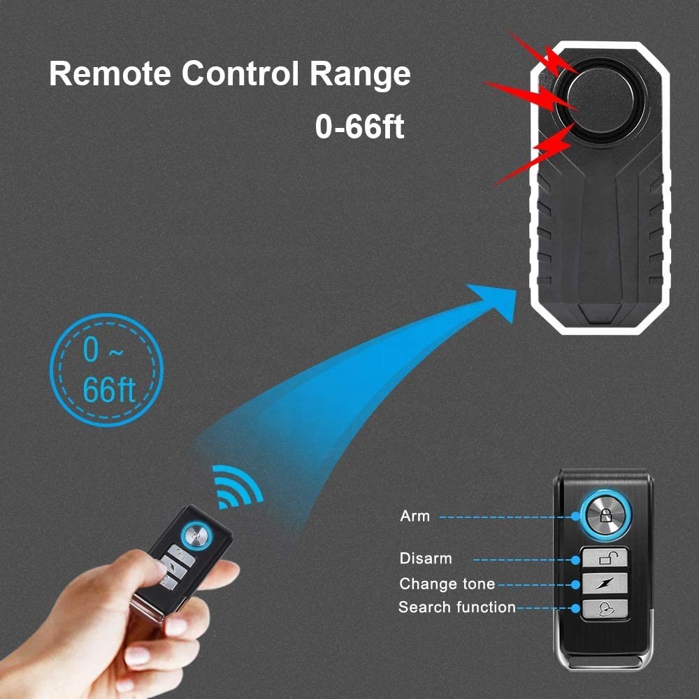 Security System Waterproof 113dB Burglar Vibration Motorcycle Bicycle Anti-Theft Bike Door Window Alarm With Mount
