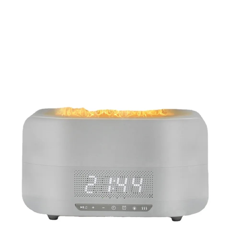 400ml Simulate 3D Fire Flame Essential Oils Diffuser with Speaker Alarm Clock
