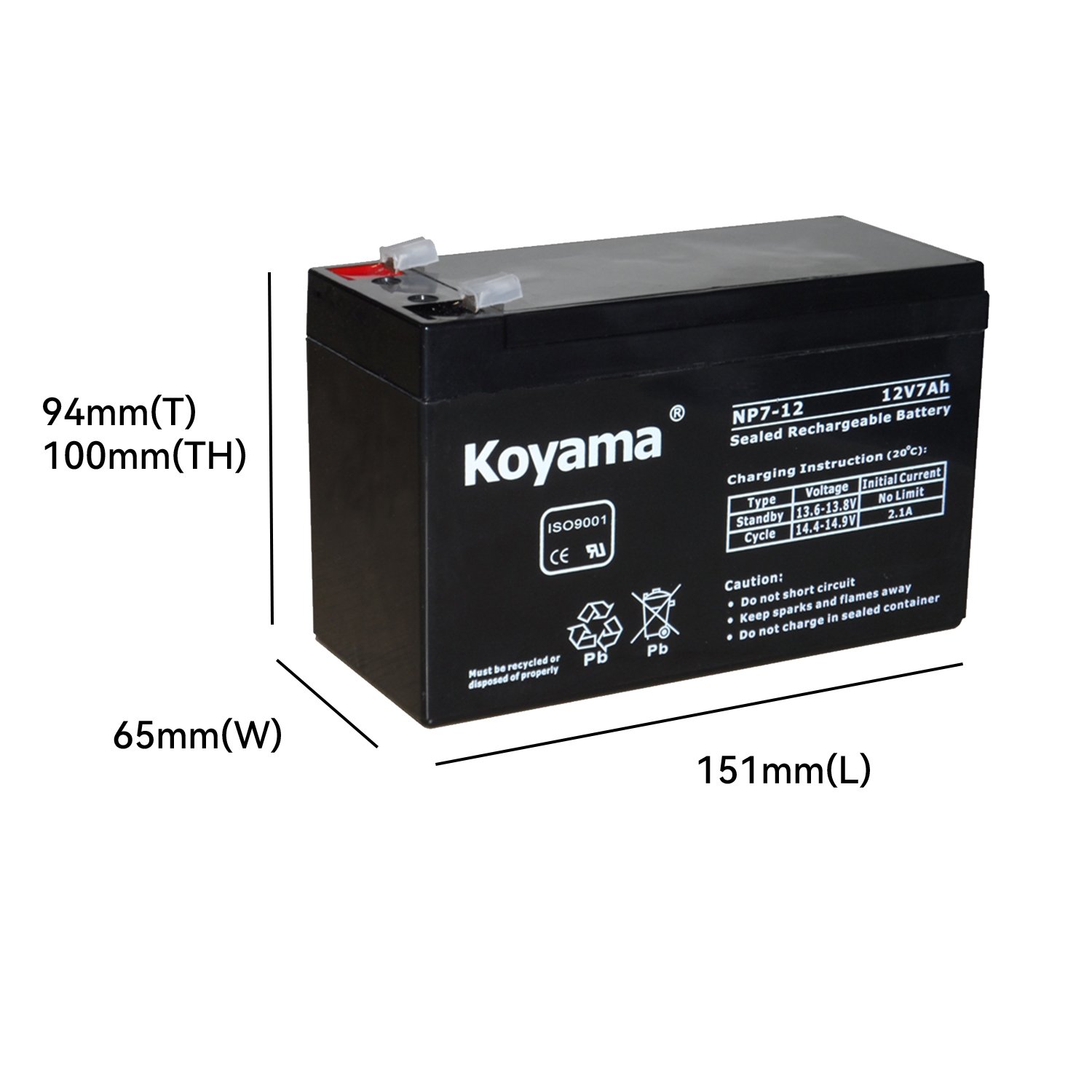 Sealed AGM Rechargeable Lead Acid Battery MF 12V 7AH Energy Storage VRLA Battery for Power Tool Portable Light Toy Car