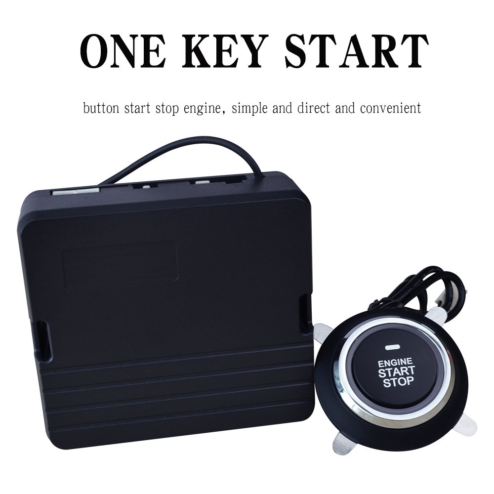 Carqseng Two Ways Car Alarms Phone App Remote PKE Keyless Entry Car Security System Push Button Starter Remote Start Kit