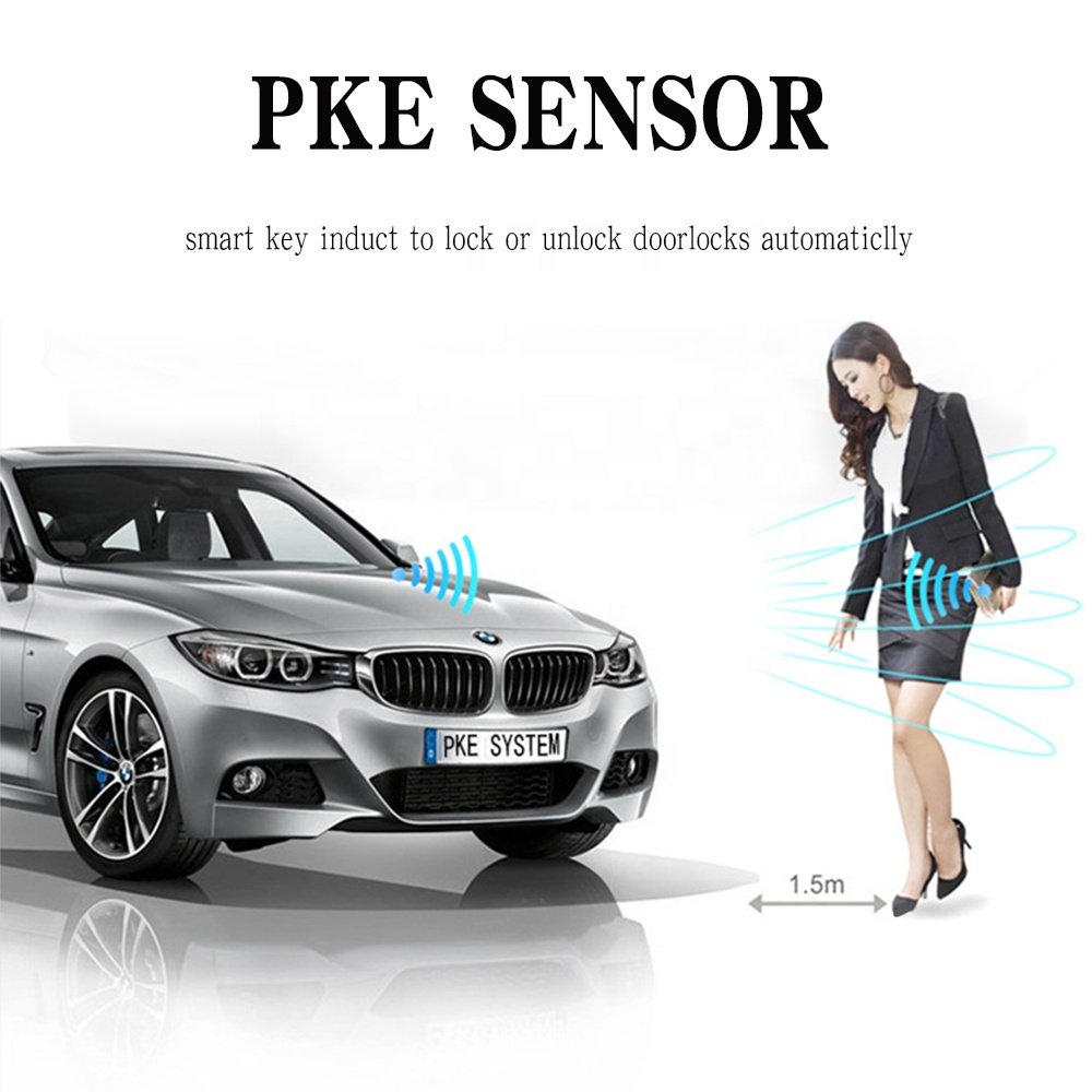 Carqseng Two Ways Car Alarms Phone App Remote PKE Keyless Entry Car Security System Push Button Starter Remote Start Kit