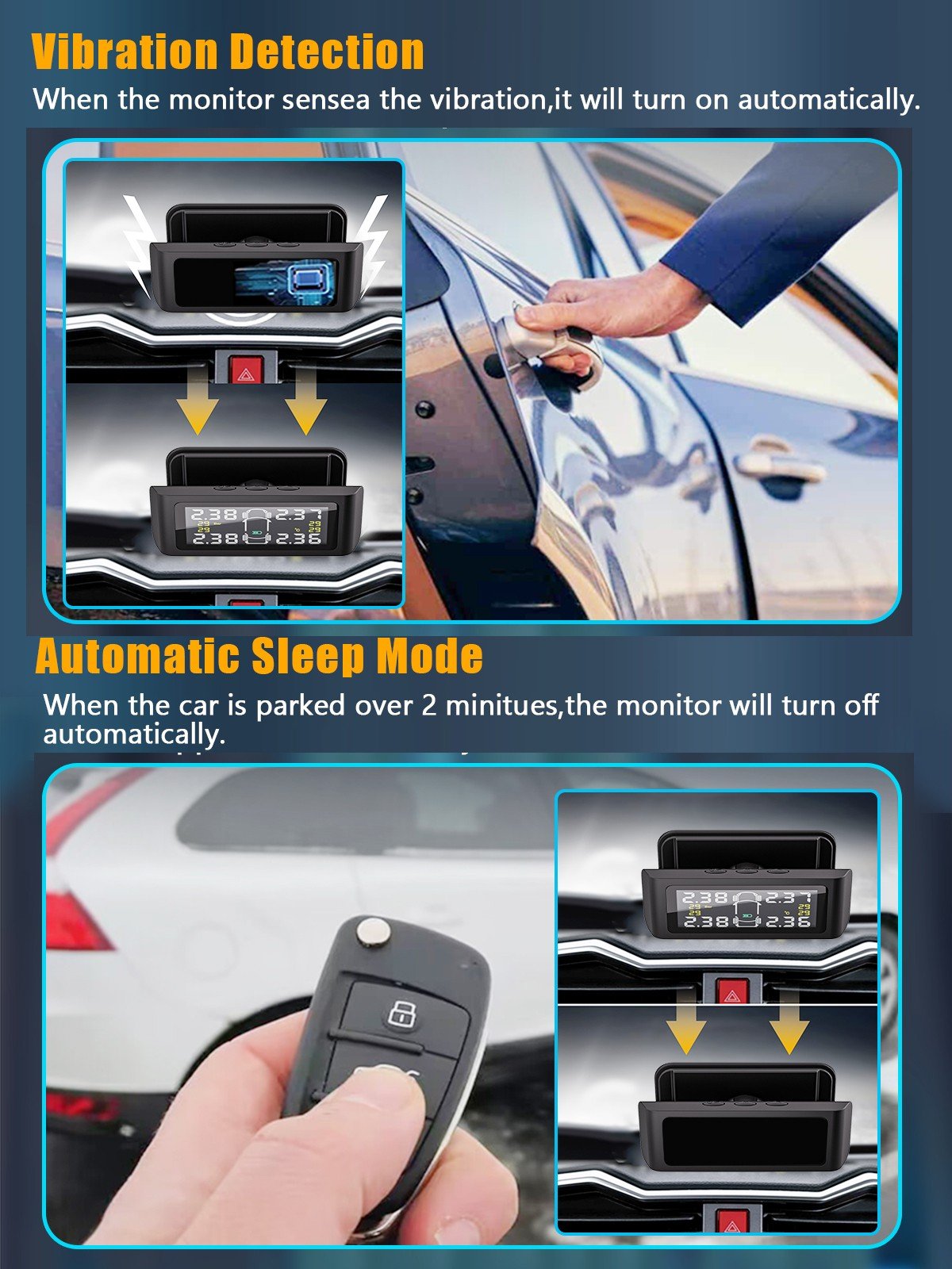 High Quality Solar Power Digital Tire Pressure Monitor System Flat Tires Alarm External Wireless Car TPMS Sports Entertainment
