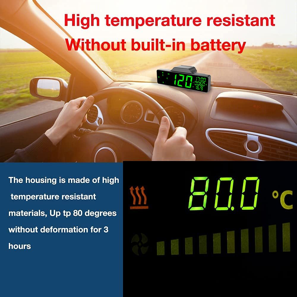 Kingneed OEMODM C3060 Universal Digital Car Hud Head up Time Clock Battery Voltage Compass Display GPS Speedometer for Car Truck
