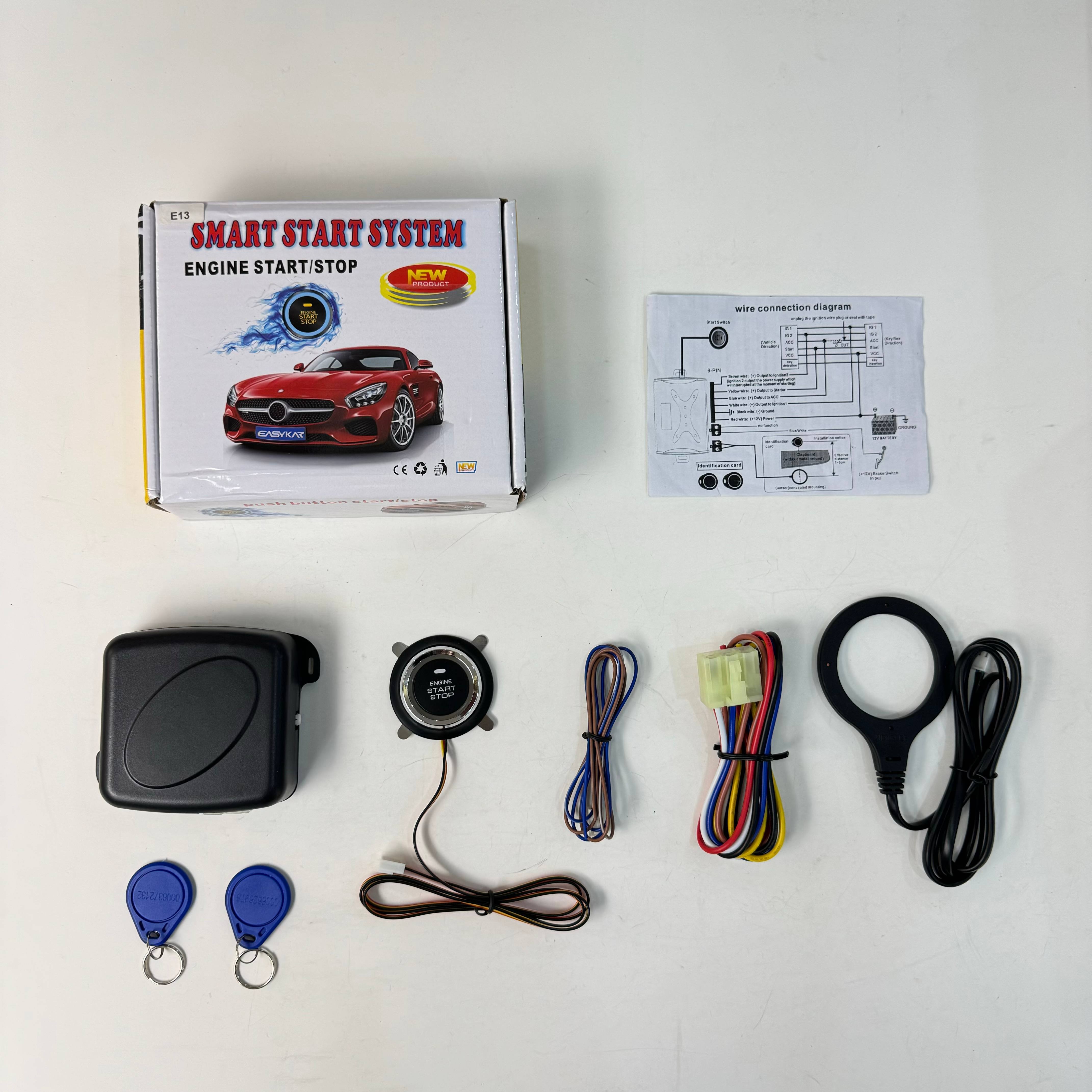 Ck1 Universal ID Card Immobilizer Keyless Entry System Push Button Engine Start Stop System Remote Starter Kit E13