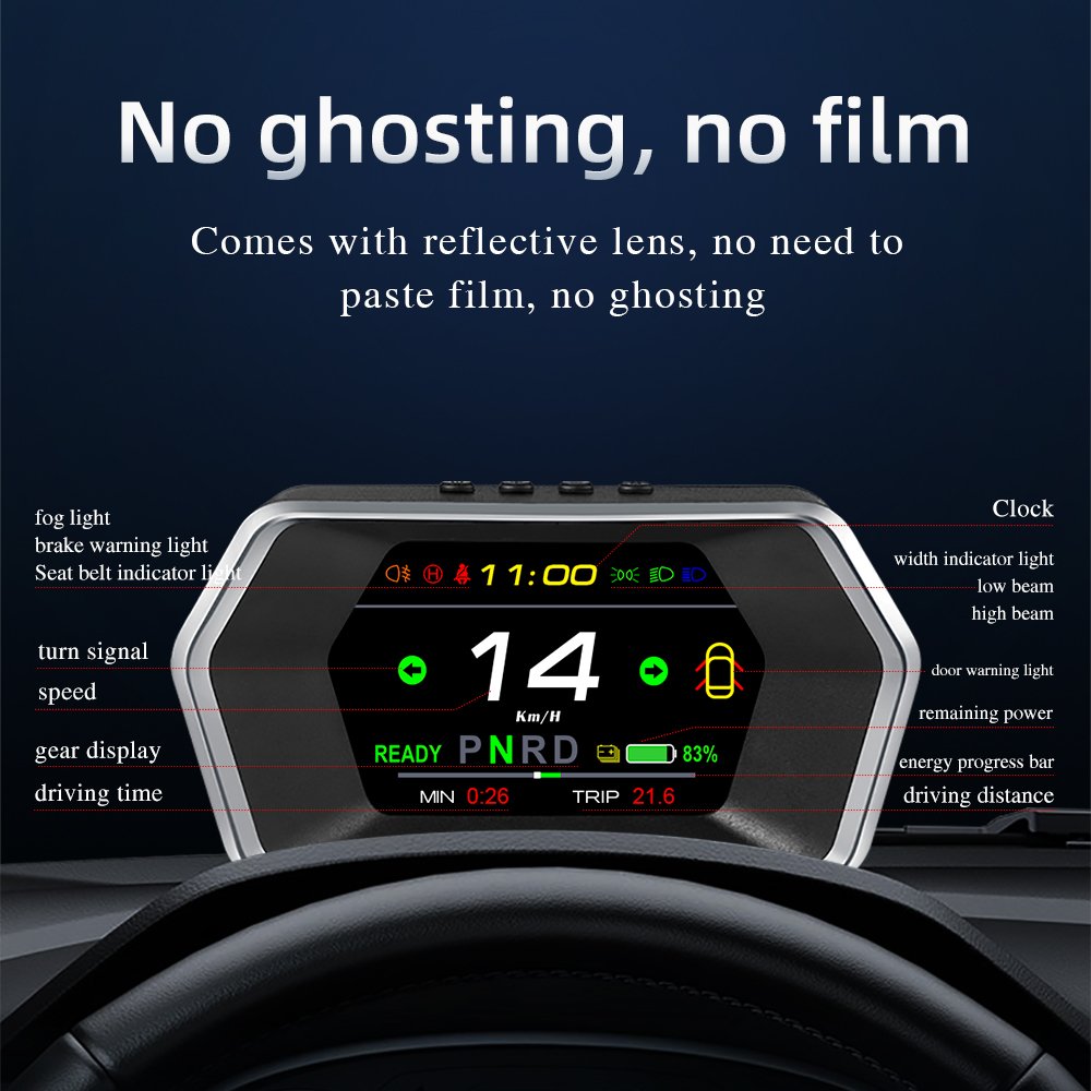 2025 New Updated Multi-language T17 Head up Displays Obd2 Smart Gauge Speedometer Gps Car Hud