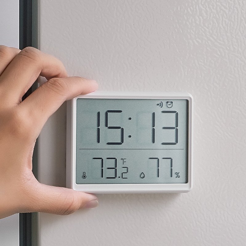 Simple Digital Clock Slim Electronic Clock Wall-mountable LCD Alarm Clock Electronic Temperature Display