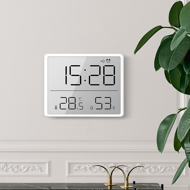 Simple Digital Clock Slim Electronic Clock Wall-mountable LCD Alarm Clock Electronic Temperature Display