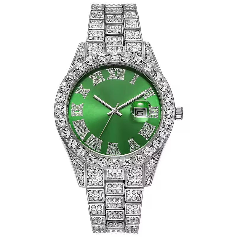 Fashion Steel Band SmartWatch with Scales and Diamonds Calendar Men's Trend Quartz Watch