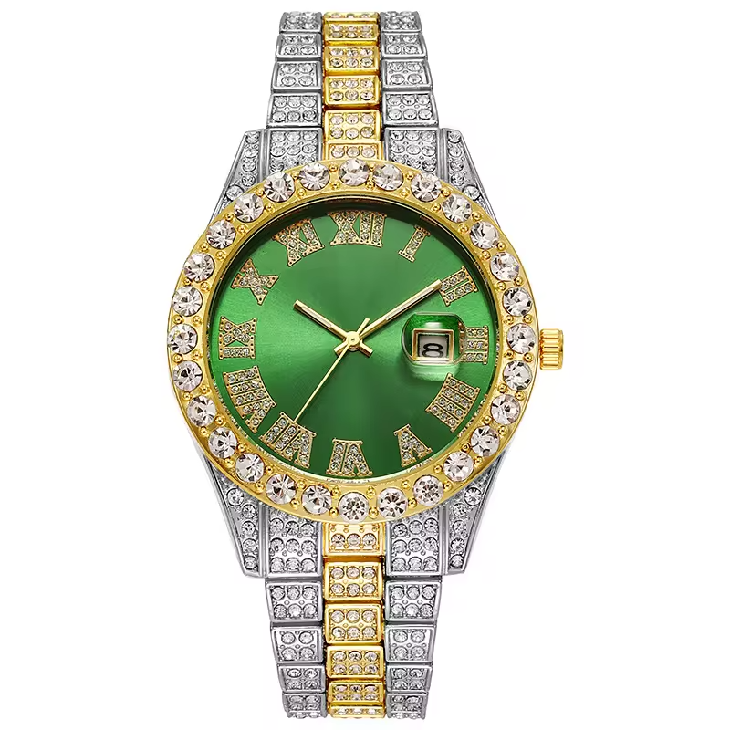 Fashion Steel Band SmartWatch with Scales and Diamonds Calendar Men's Trend Quartz Watch