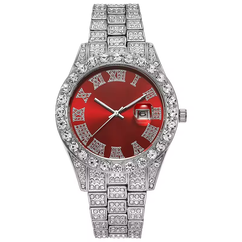 Fashion Steel Band SmartWatch with Scales and Diamonds Calendar Men's Trend Quartz Watch