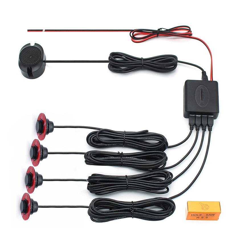 GreenYi Adjustable Car Parking Sensors Parktronics 4 White/Silver/Black Sensors Reverse Backup Radar Sound Buzzer Alarm