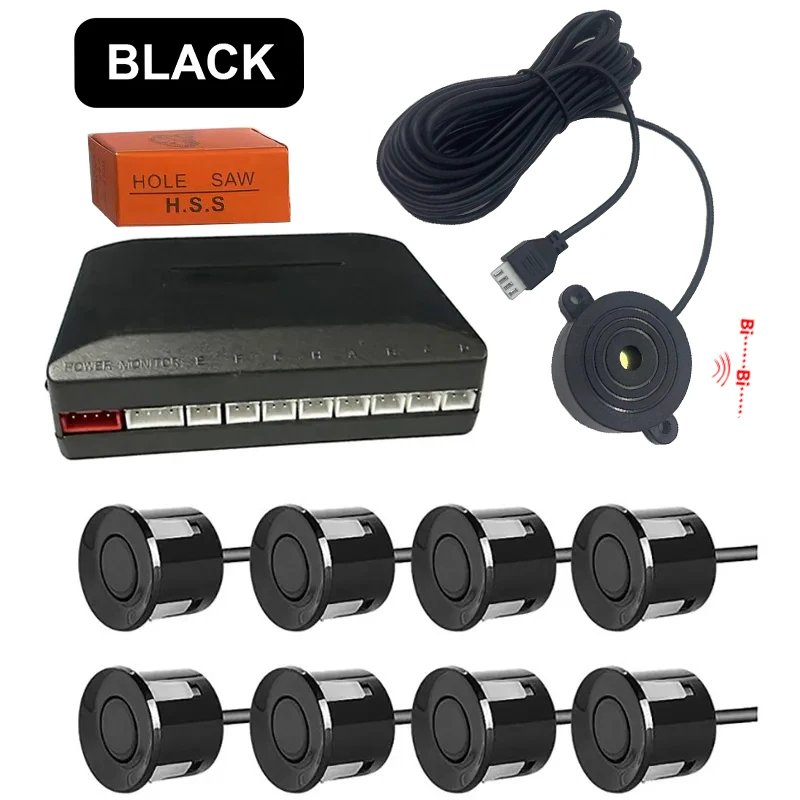Car Parkting Multiple Radar Parking Sensor System With 8 Sensors and Buzzer Reverse Backup Parking Radar Detector System for Car