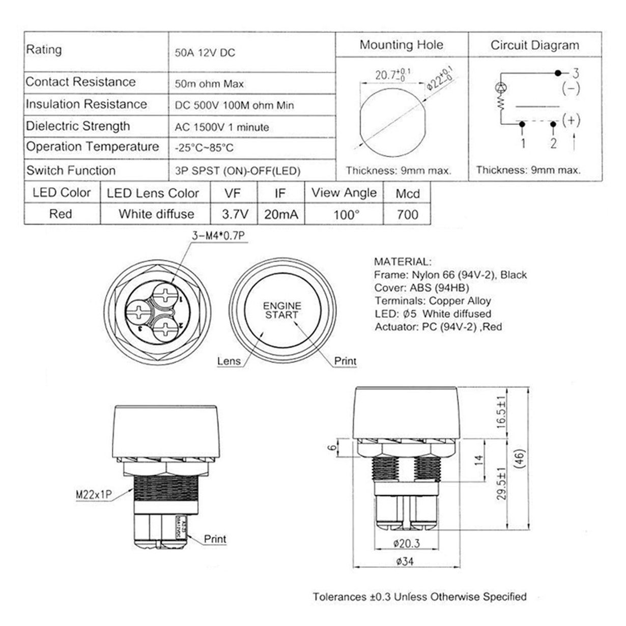 Smart Push Button Start Stop Automatic Gear Car with Remote Start Stop DC12V