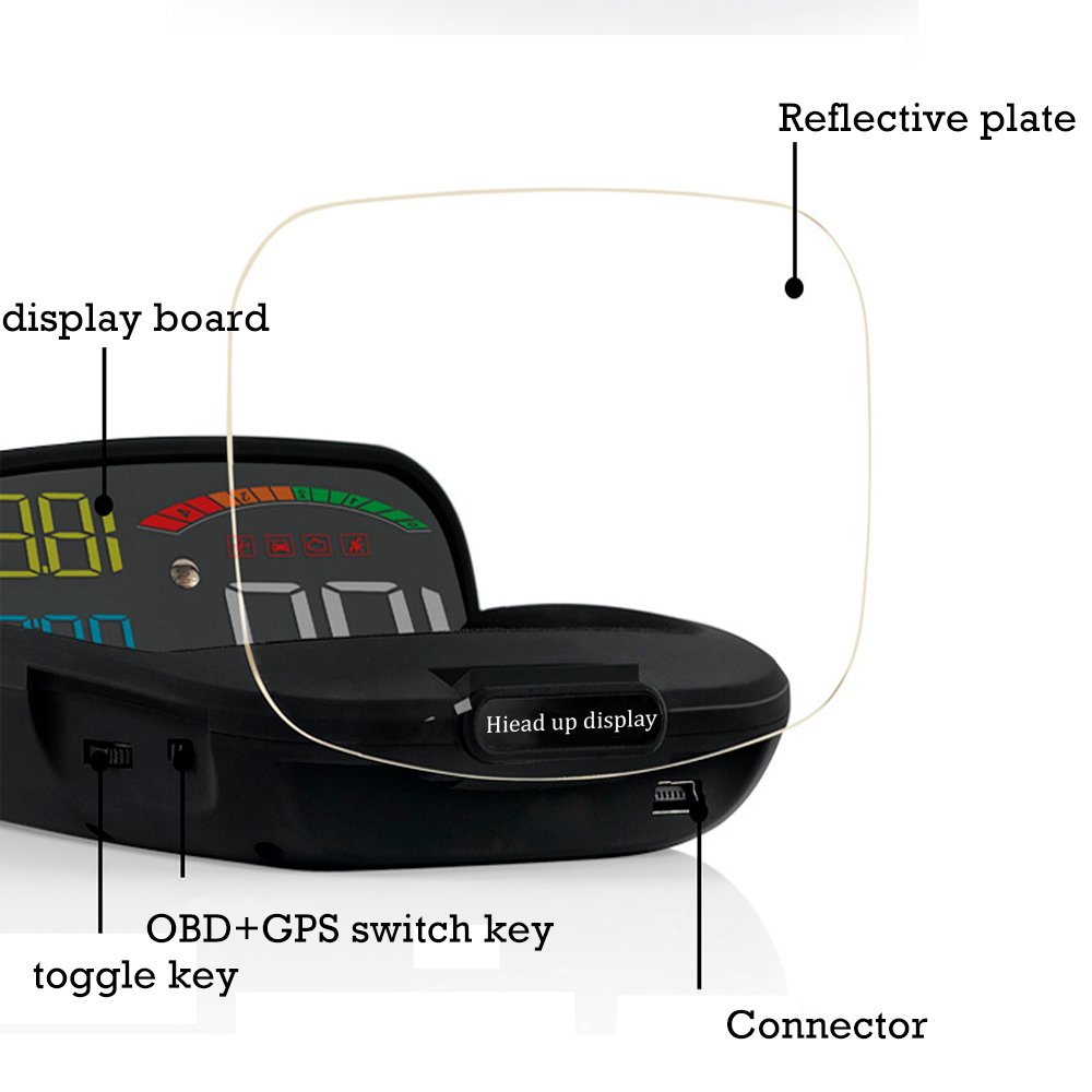 Car Head up Display Universal HUD Speedometer Support Compass Overspeed Alarm