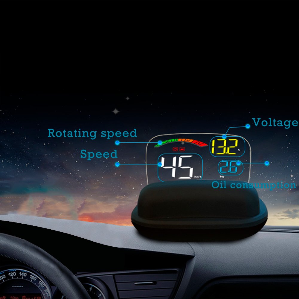 Car Head up Display Universal HUD Speedometer Support Compass Overspeed Alarm