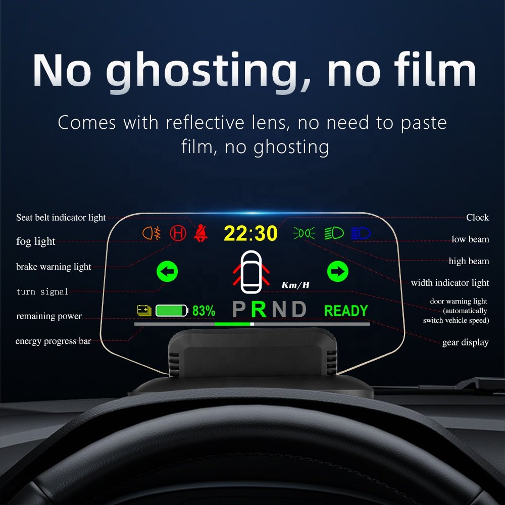 Auto Electronic T1 OBD2+GPS Car Hud Head up Display Navigation Version Car Alarm Hud for Tesla Model 3 Y