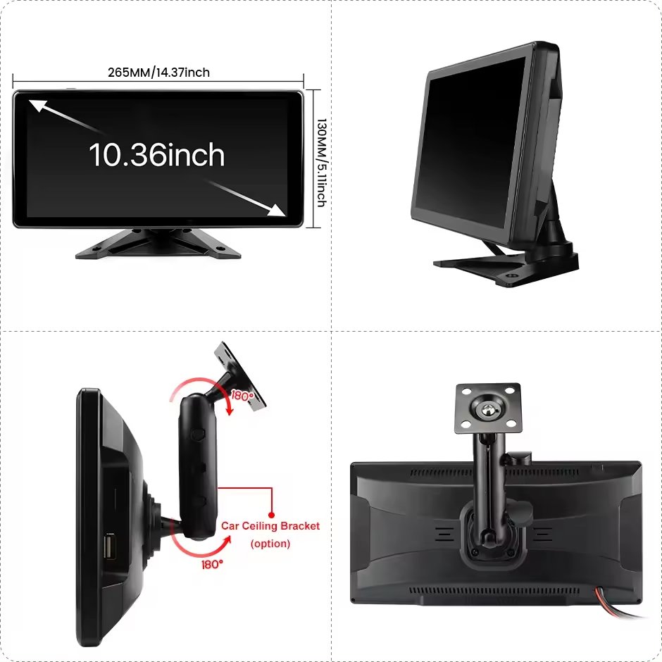 10.1in 10.36in 6ch 12-36v ADAS 4K Auto Human Tracking Blind Spot Detection System DVR AHDSplit Monitor 360 View BSD Alarm Trucks