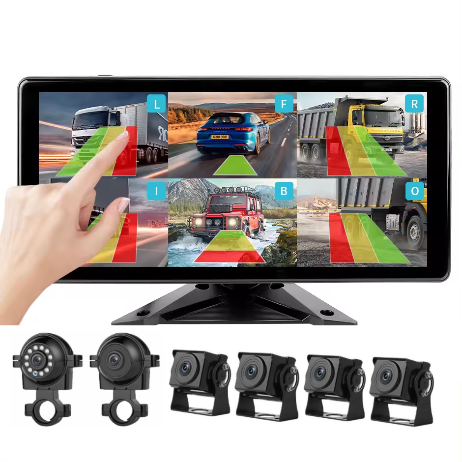 10.1in 10.36in 6ch 12-36v ADAS 4K Auto Human Tracking Blind Spot Detection System DVR AHDSplit Monitor 360 View BSD Alarm Trucks