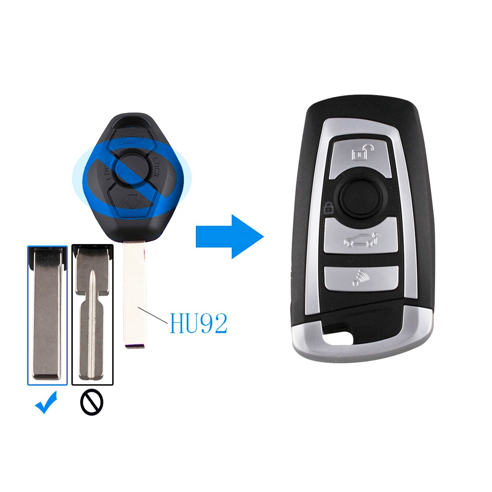 3 Buttons 315MHz Smart Car Key Remote WIth Original for BMW Z4 X3 X5 E46 SERIES 3 5 6 7 Z3 Case Car Alarm FCC ID: EWSSystem