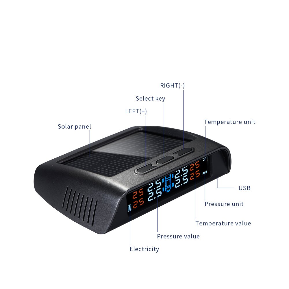 Car Tpms Solar Powered Wireless External Automotive Tire Pressure Monitoring Alarms