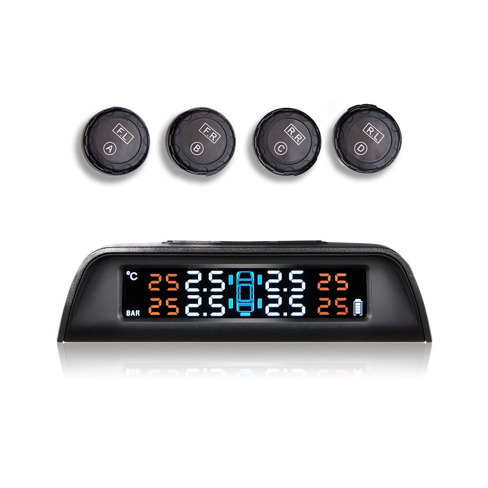 Car Tpms Solar Powered Wireless External Automotive Tire Pressure Monitoring Alarms