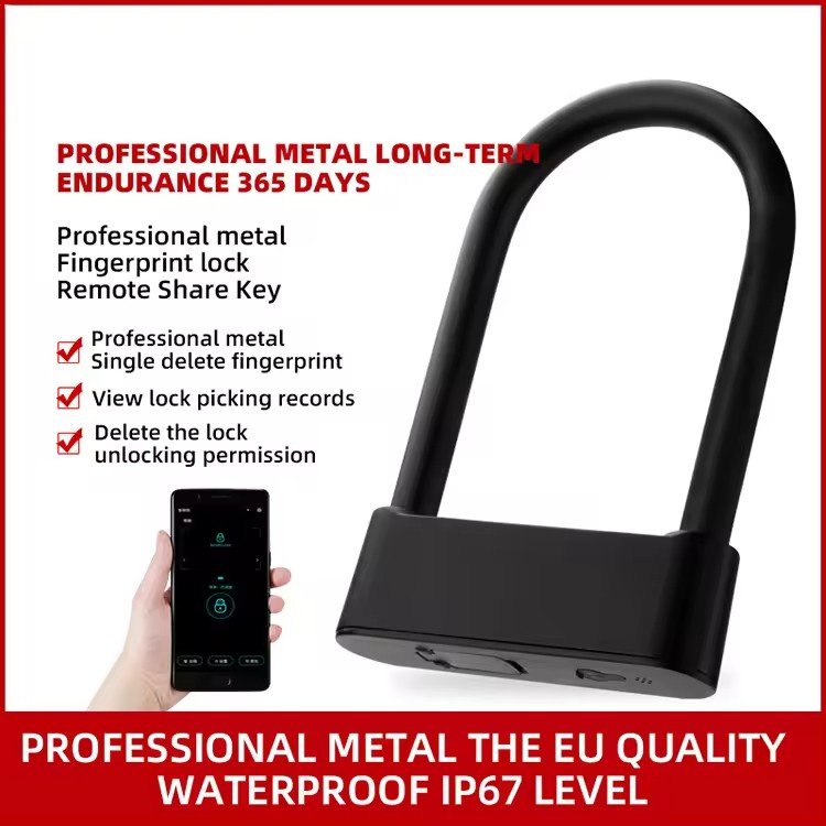 Security Portable Smart Locks Padlock Anti-theft Fingerprint Bike U Lock TTlock Bicycle Alarm Bicycle Lock