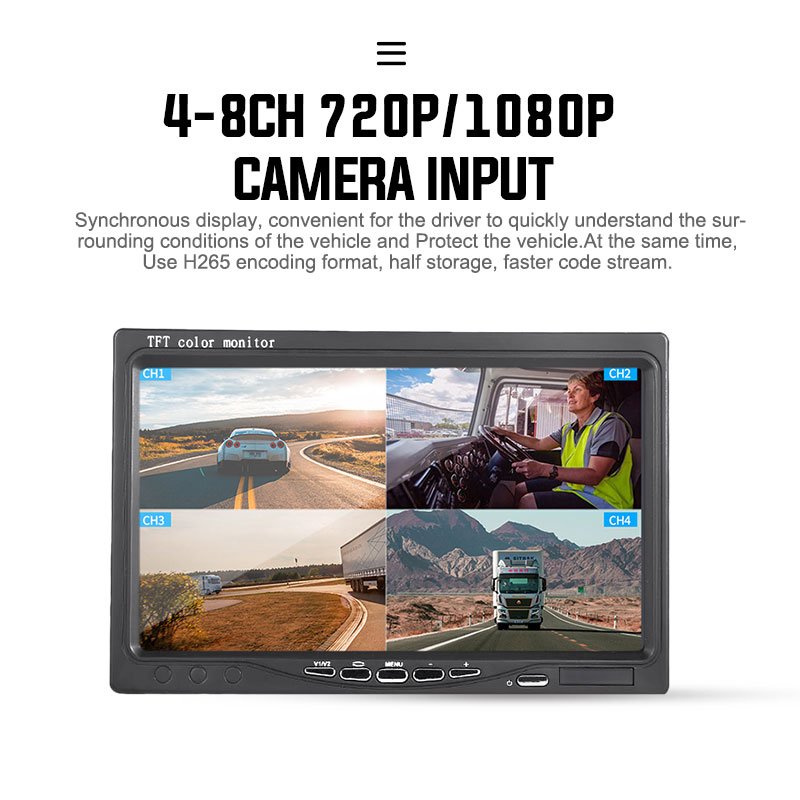 Cheap 4 Channel Mobile DVR Kit for Bus Truck Car Security AHD Car Cameras 7 Inch LCD Monitor MDVR Kit