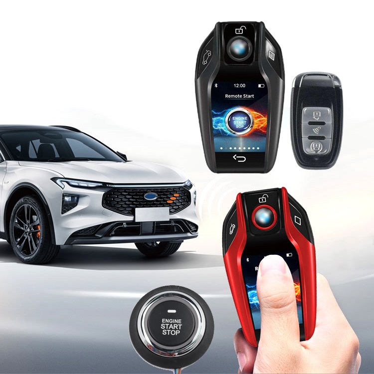 Remote Start Push Button LCD Smart Key Remote Auto Central Lock Car Alarm for Russian Brazil Cars