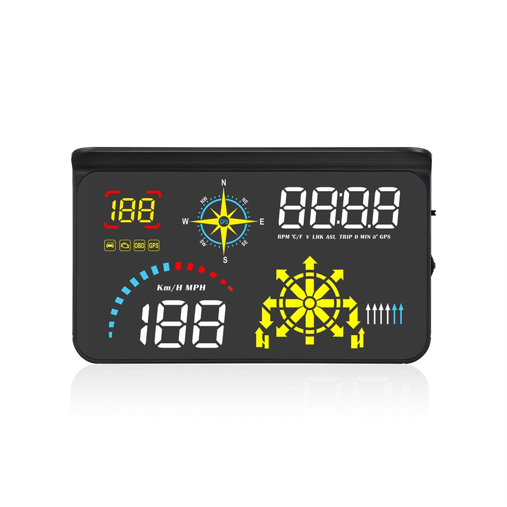 High Tech OBD/USB+GPS System Color Screen AI Multi-function Display Navigation&GPS Speedometer Alarm HUD Head up Display for Car