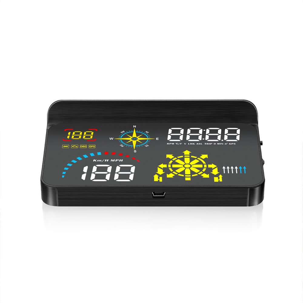 High Tech OBD/USB+GPS System Color Screen AI Multi-function Display Navigation&GPS Speedometer Alarm HUD Head up Display for Car