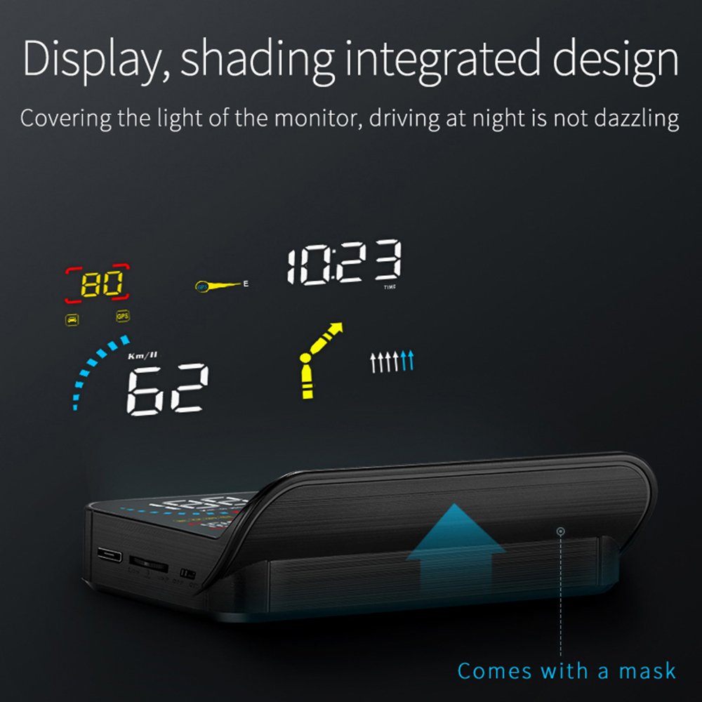 High Tech OBD/USB+GPS System Color Screen AI Multi-function Display Navigation&GPS Speedometer Alarm HUD Head up Display for Car