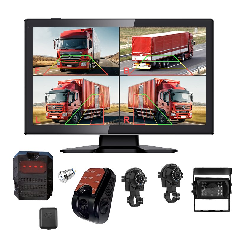 4 Channel Smart Blind Spot Radar BSD Alarm Truck Bus Car DVR Recorder Monitor With 4 PCS AHD 1080P