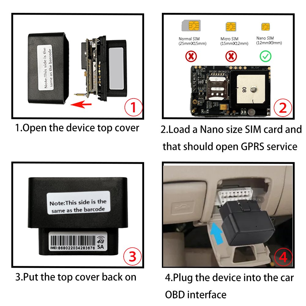 Mini 4G Wireless OBD Vehicle Tracker Anti-Theft System Cars Trucks Real-Time Positioning IOS Android App Track ACC Detection