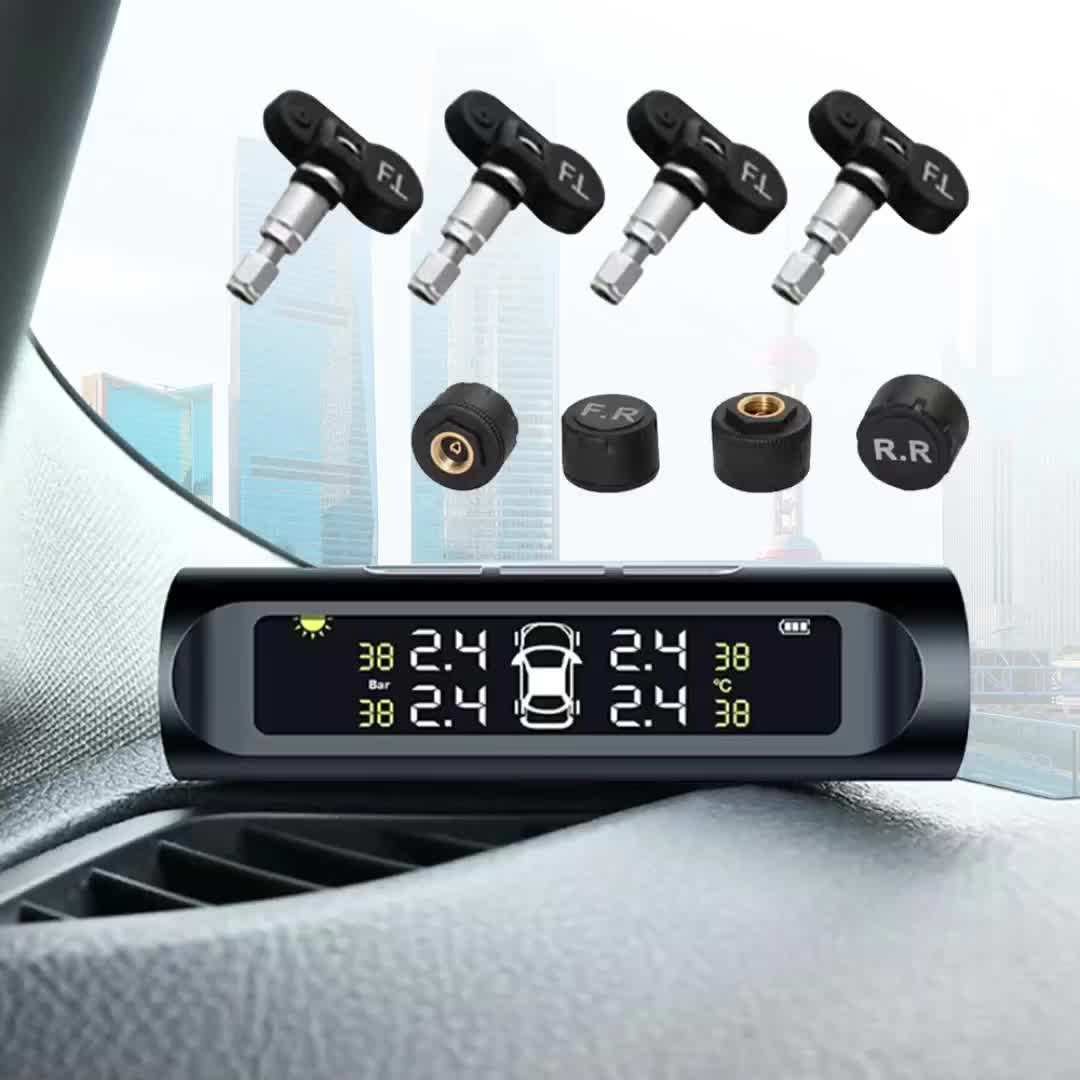 Car Tires Accessorles Solar Power Digital LCD Auto Security Alarm Internal External Tire Pressure Monitoring Systems TPMS
