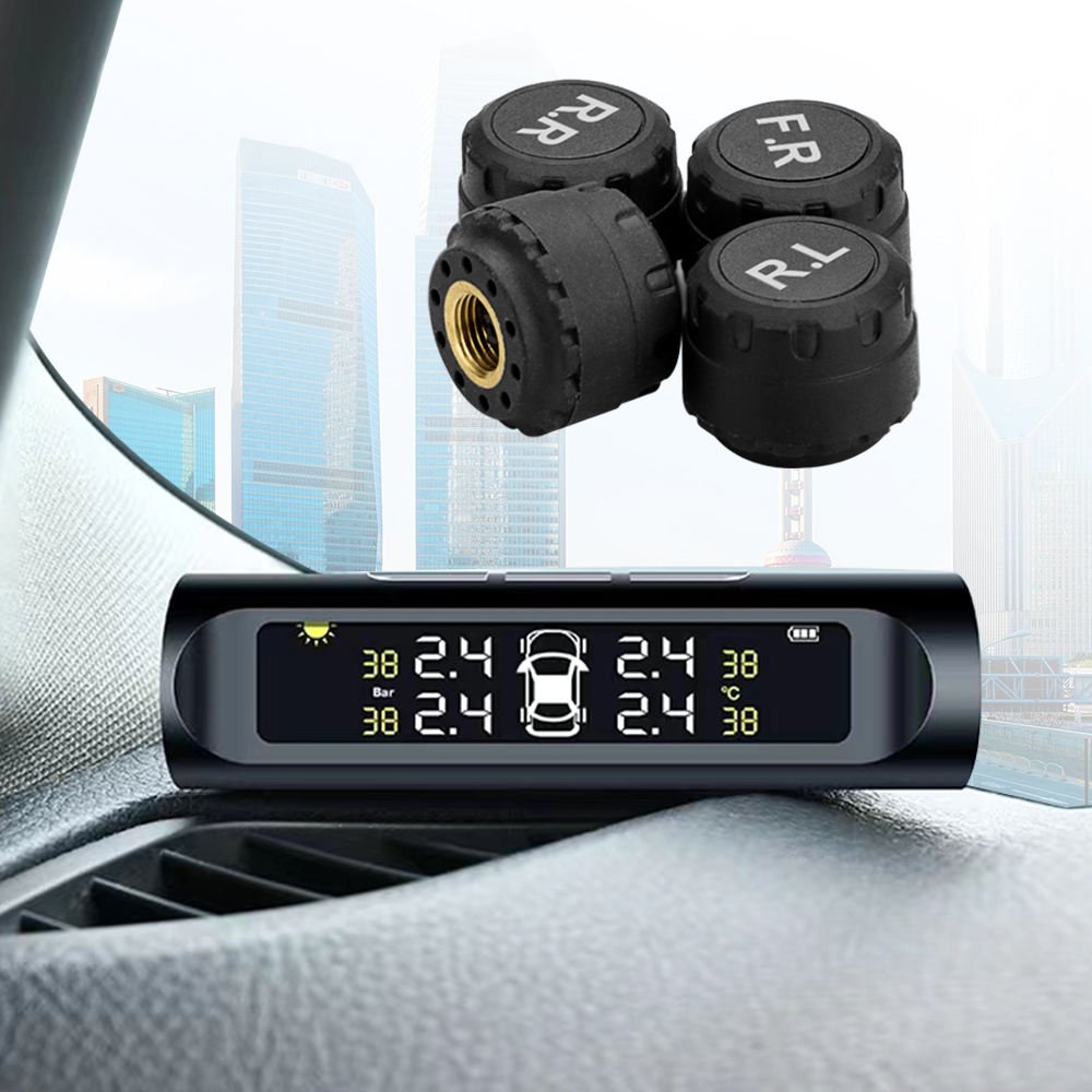 Car Tires Accessorles Solar Power Digital LCD Auto Security Alarm Internal External Tire Pressure Monitoring Systems TPMS