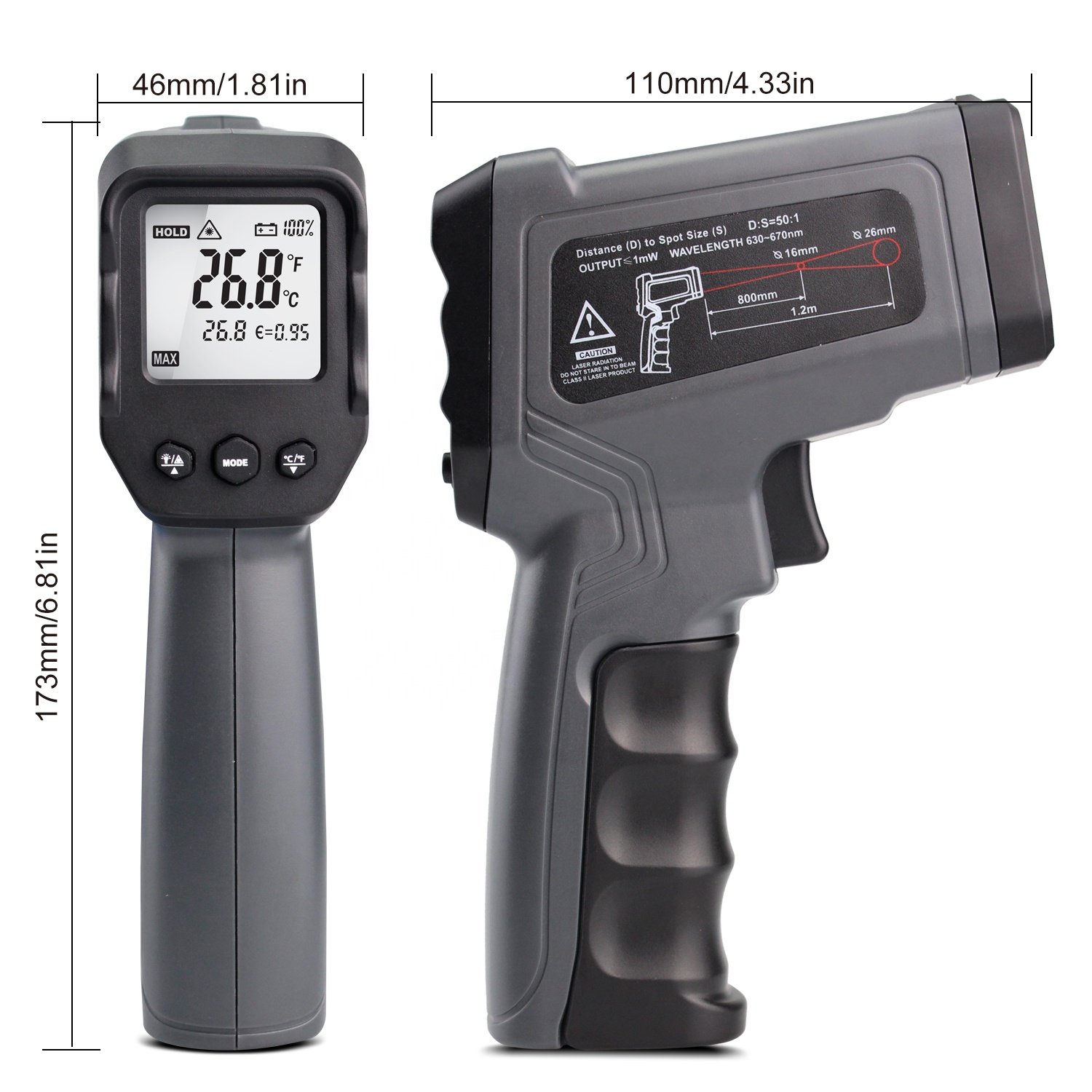 High Temperature Guns Double Laser Household Thermometers Industrial Digital Meat Oven Infrared Thermometer With Laser Targeting