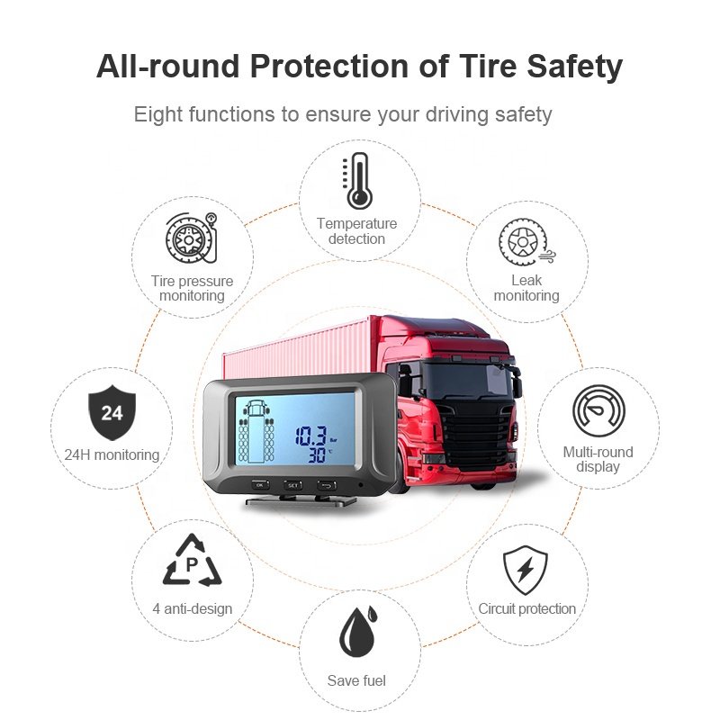 External up to 24 Tires Ternal PasteType Sensors Truck TPMS Alarm System Tyre Pressure Monitoring System