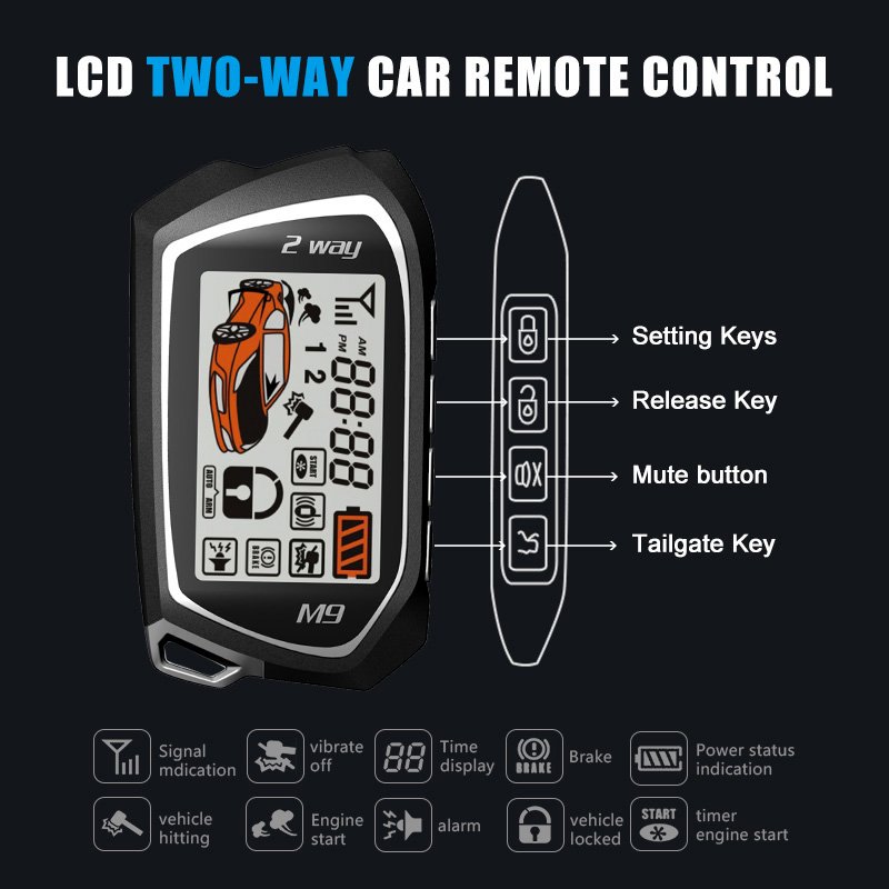 Remote Start Keyless Entry Start Stop Two Way Smart Burglar Car Alarm Security System