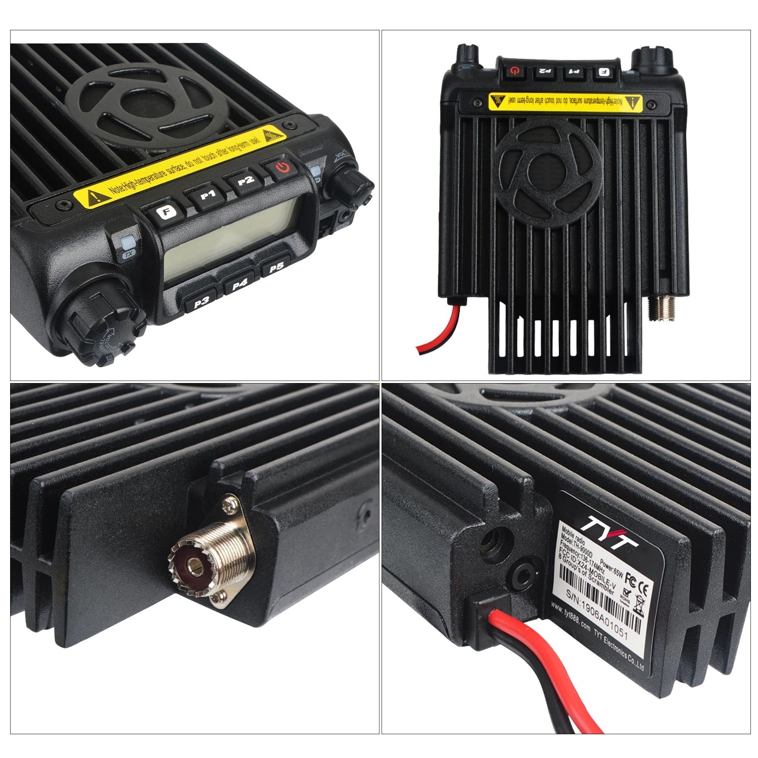 High Quality 60W Walkie Talkie UHF400-490Mhz/VHF136-174/66-88/220-260 MHz 200 Channels Car Mobile Radio Transmitter Tyt TH-9000D