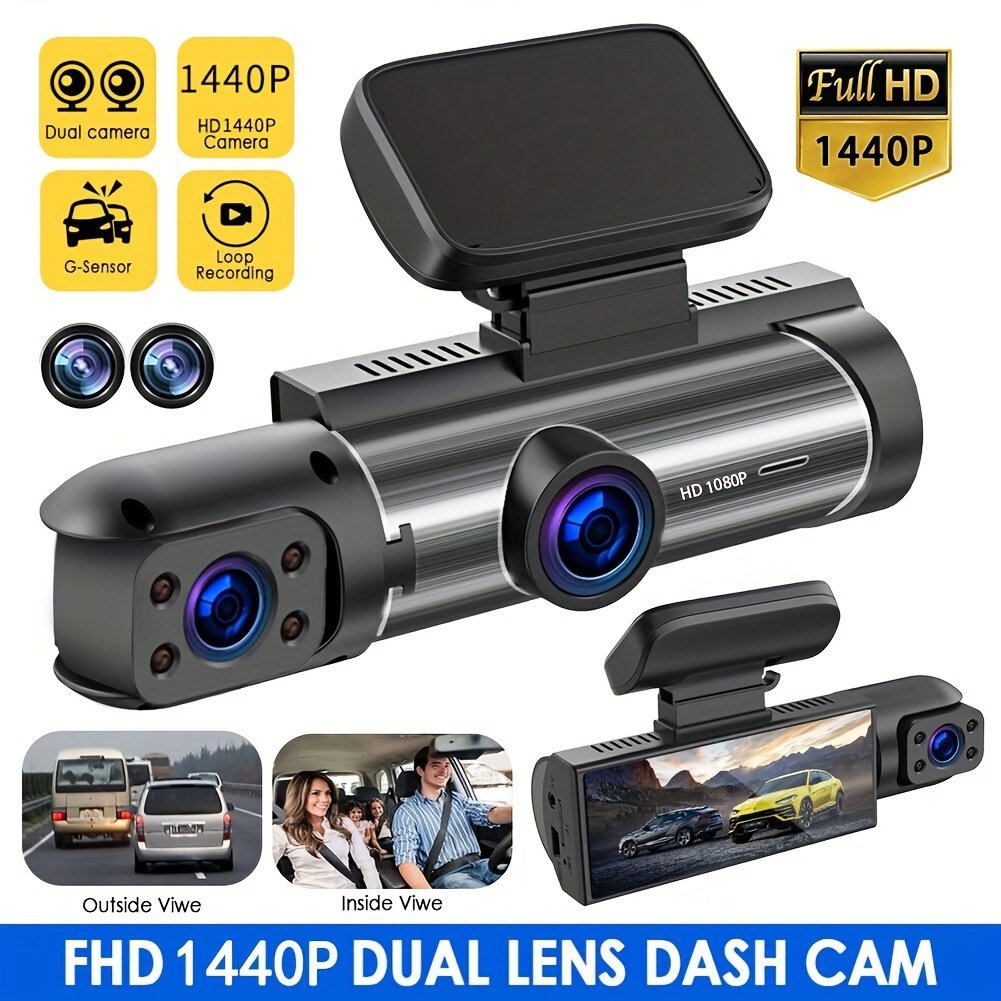 1080P Dual Camera Dash Cam Cars IR Night Vision Loop Recording Wide Angle Lens 3.16 Inch IPS Screen Supports WiFi MicroSD Media