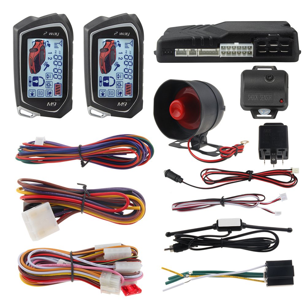 EASYGUARD Lcd Remote Engine Start Timer Engine Start Shock Sensor Warning 2 Way Car Alarm