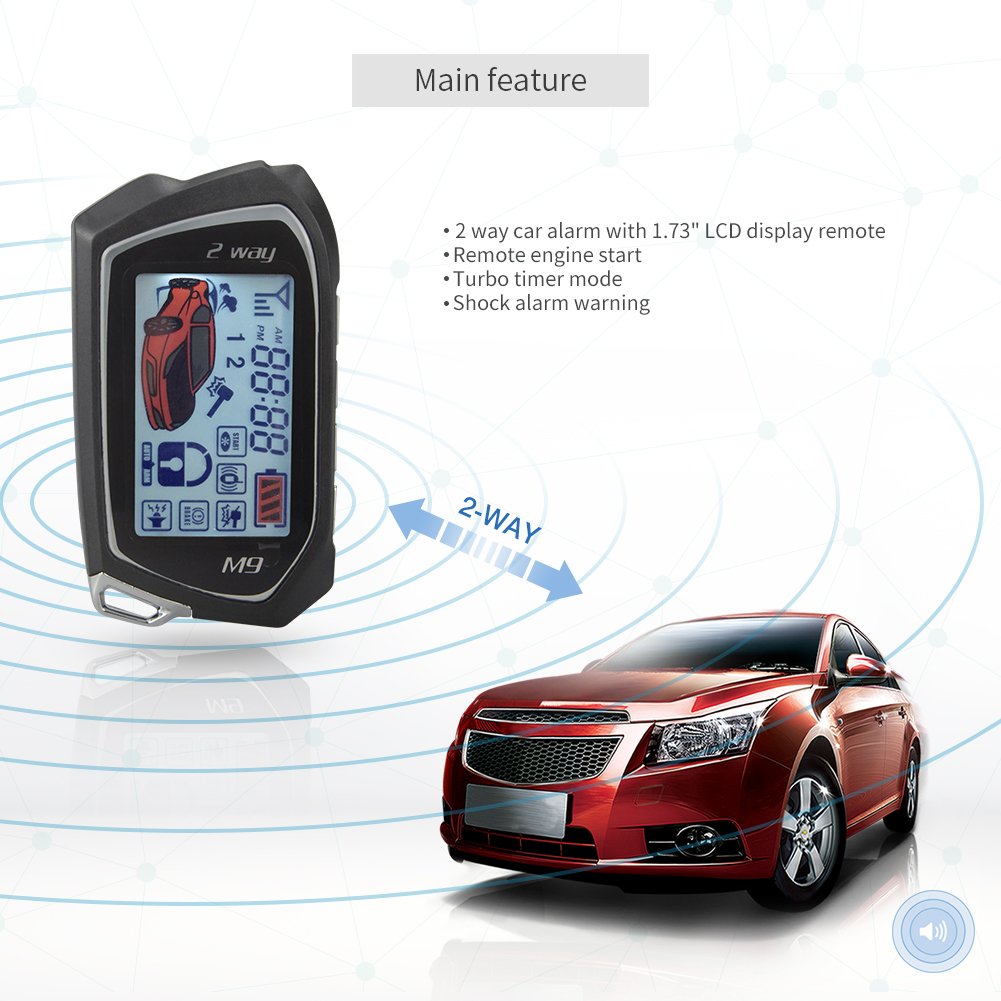EASYGUARD Lcd Remote Engine Start Timer Engine Start Shock Sensor Warning 2 Way Car Alarm