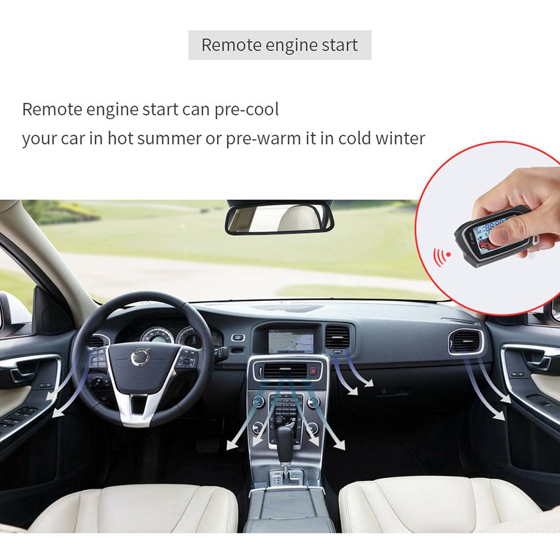 EASYGUARD Lcd Remote Engine Start Timer Engine Start Shock Sensor Warning 2 Way Car Alarm