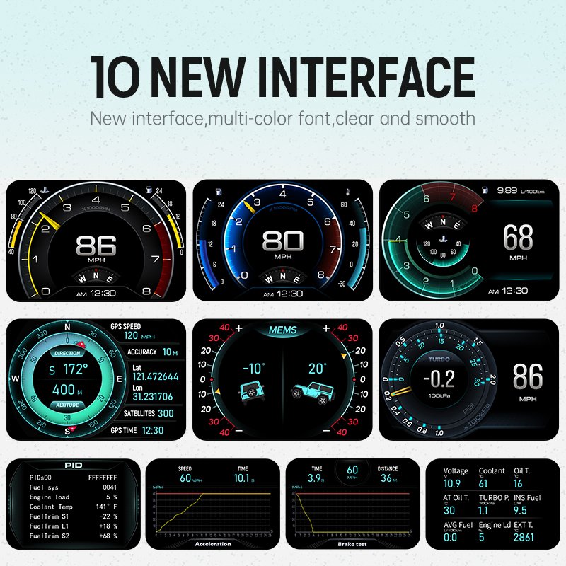 Car Accessories Digital Hud Display OBD2 3.5 Inch Car Head up Display Multi-function Overspeed Alarm HUD GPS Speedometer