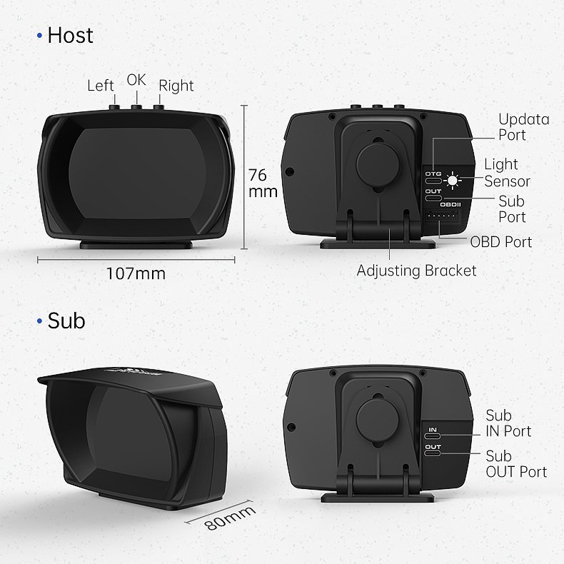 Car Accessories Digital Hud Display OBD2 3.5 Inch Car Head up Display Multi-function Overspeed Alarm HUD GPS Speedometer
